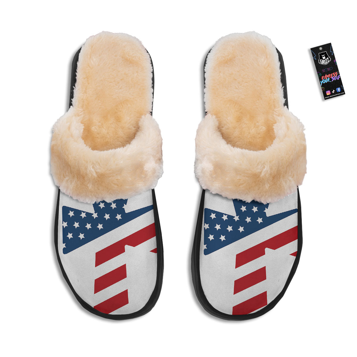 American Flag Christian Cross Print Slippers-grizzshop