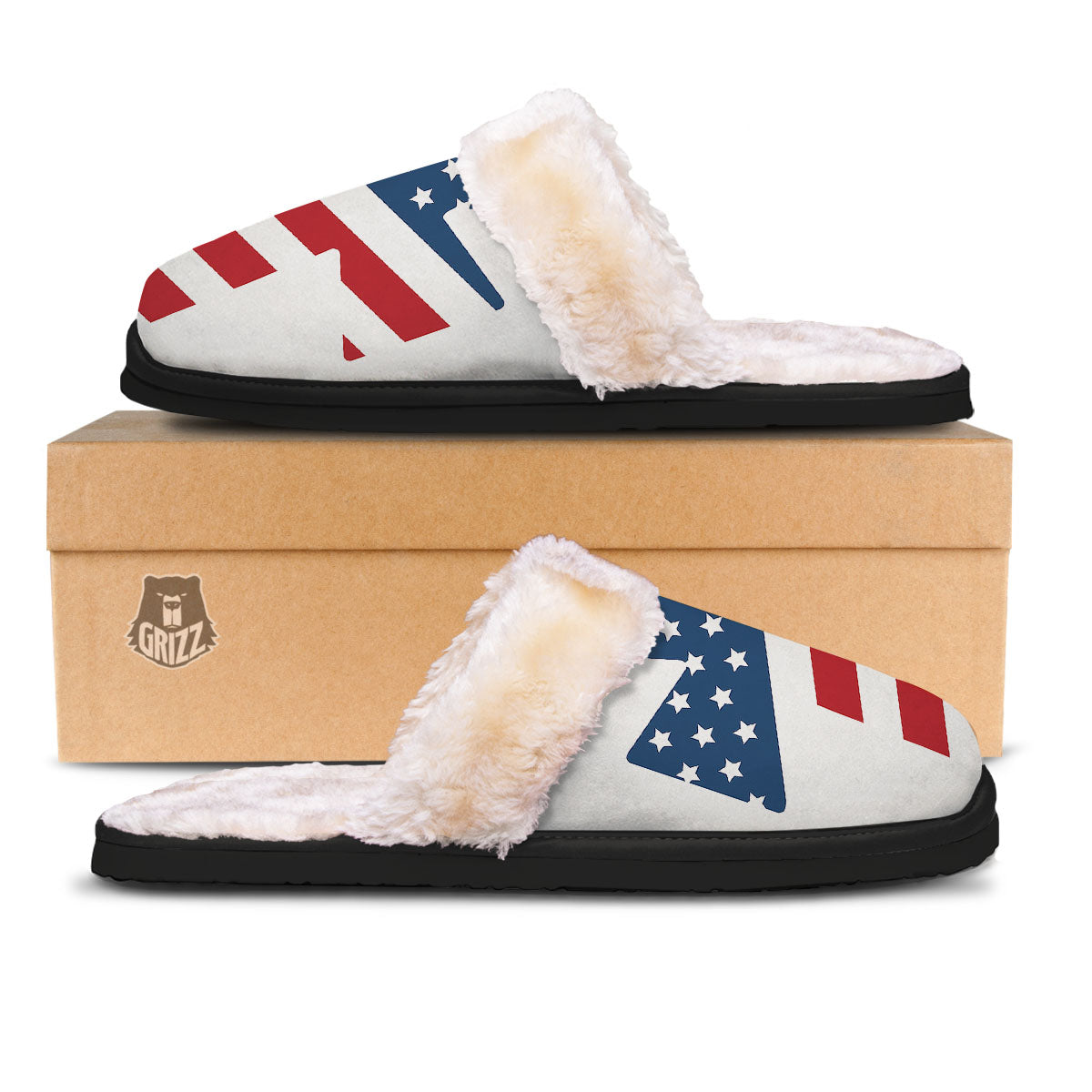 American Flag Christian Cross Print Slippers-grizzshop
