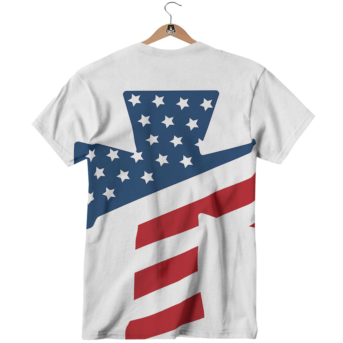American Flag Christian Cross Print T-Shirt-grizzshop