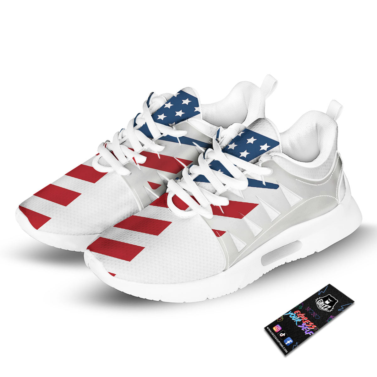 American Flag Christian Cross Print Tennis Shoes-grizzshop