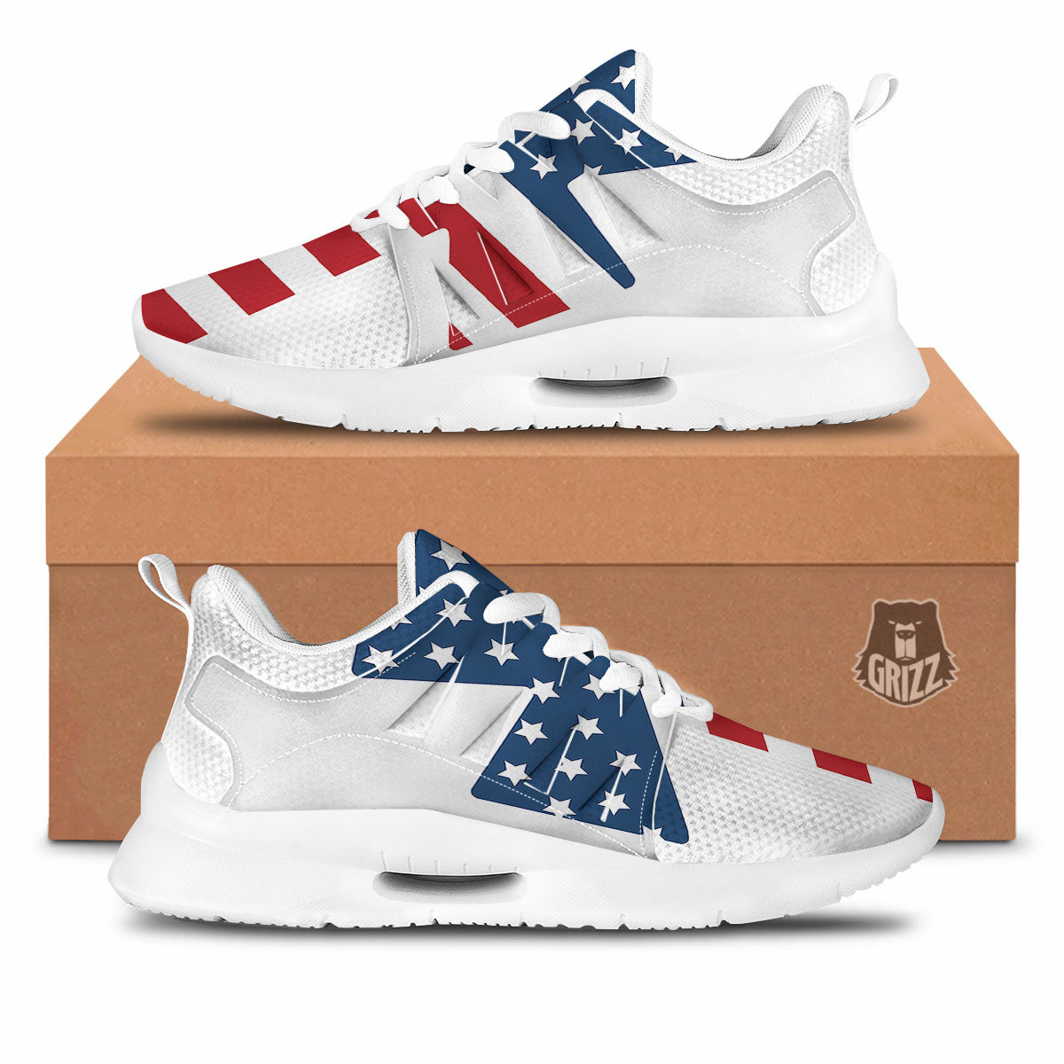 American Flag Christian Cross Print Tennis Shoes-grizzshop