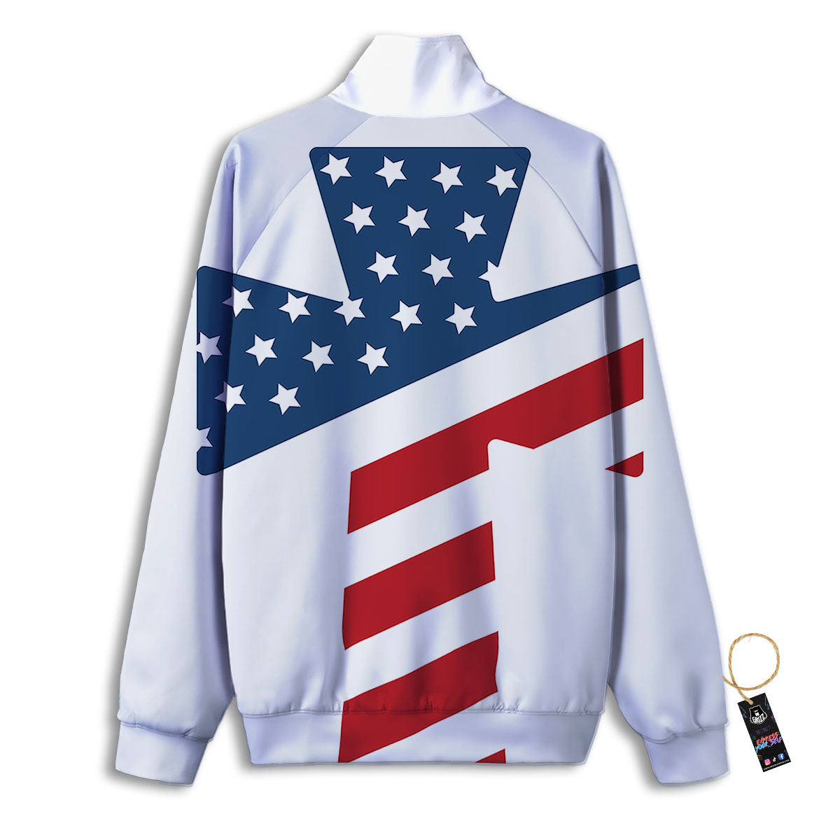 American Flag Christian Cross Print Track Jacket-grizzshop