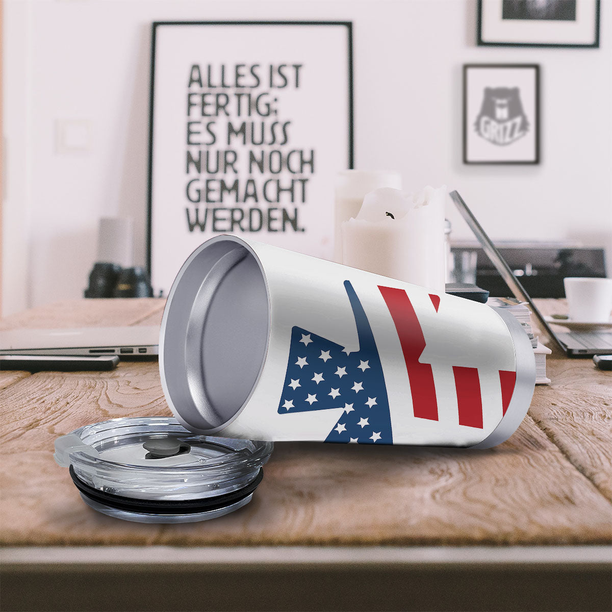 American Flag Christian Cross Print Tumbler-grizzshop