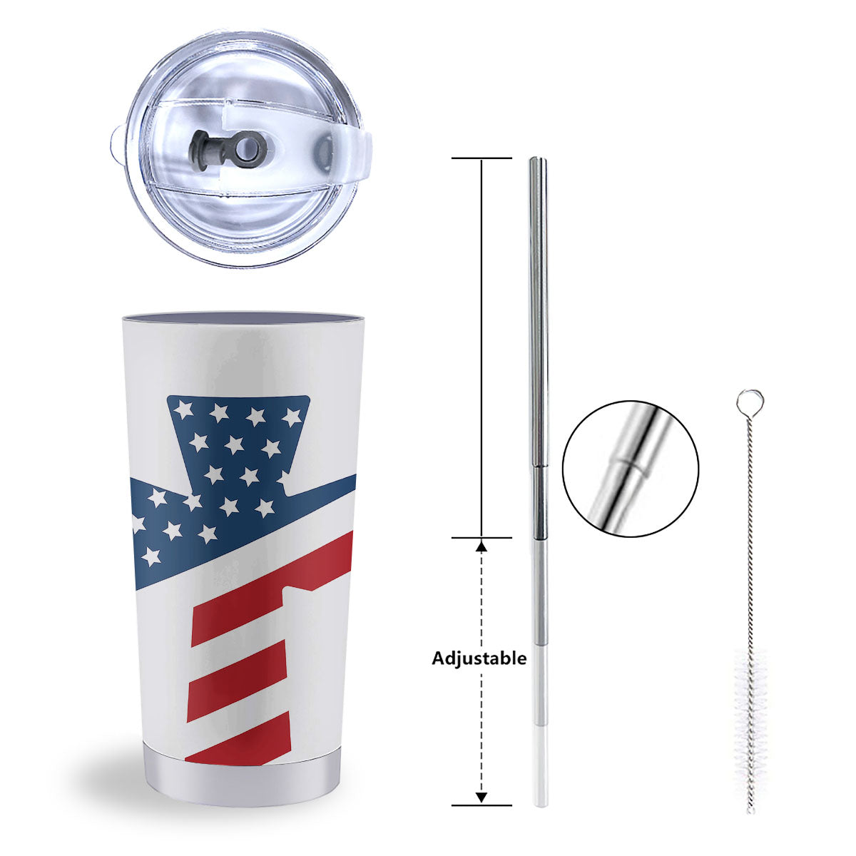 American Flag Christian Cross Print Tumbler-grizzshop