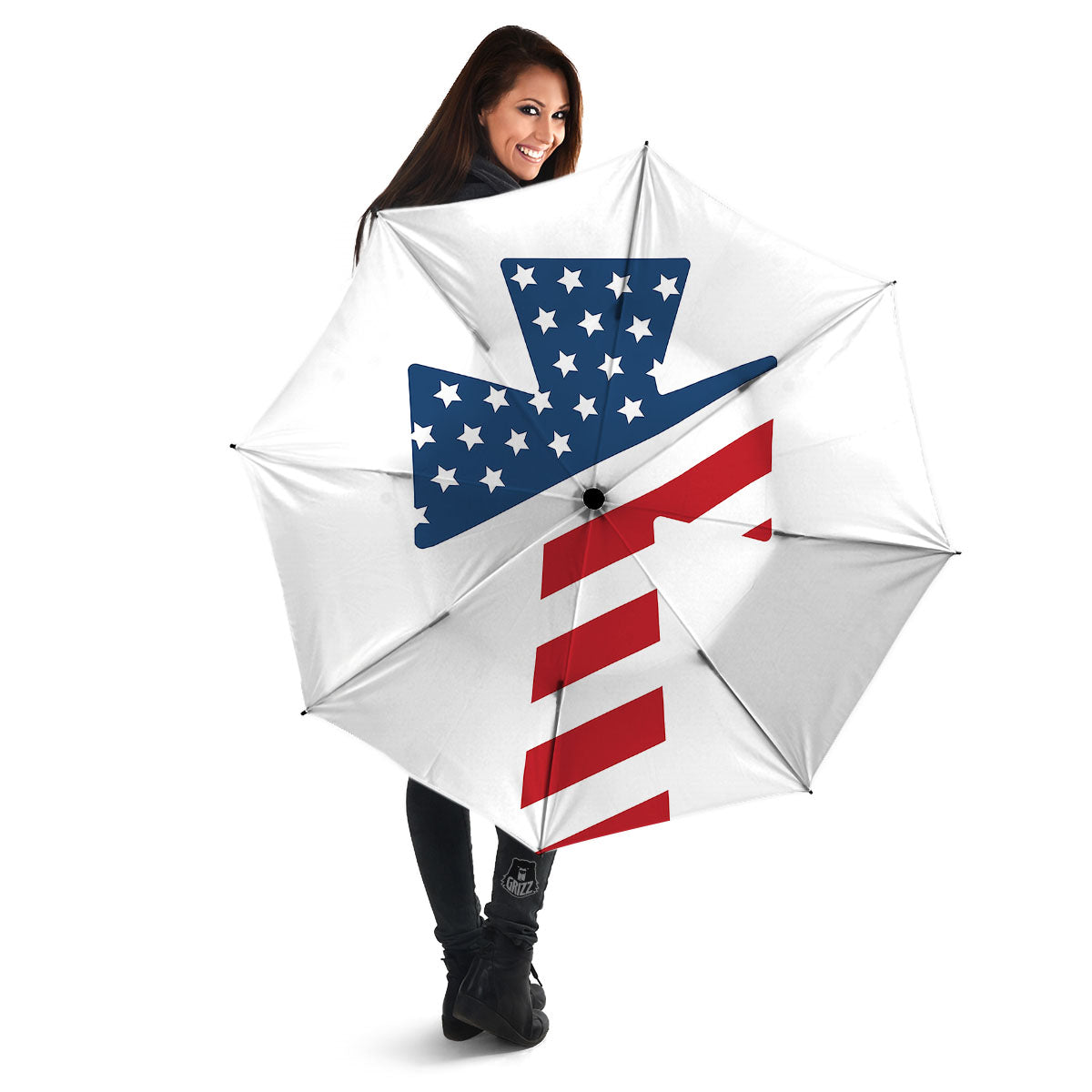 American Flag Christian Cross Print Umbrella-grizzshop