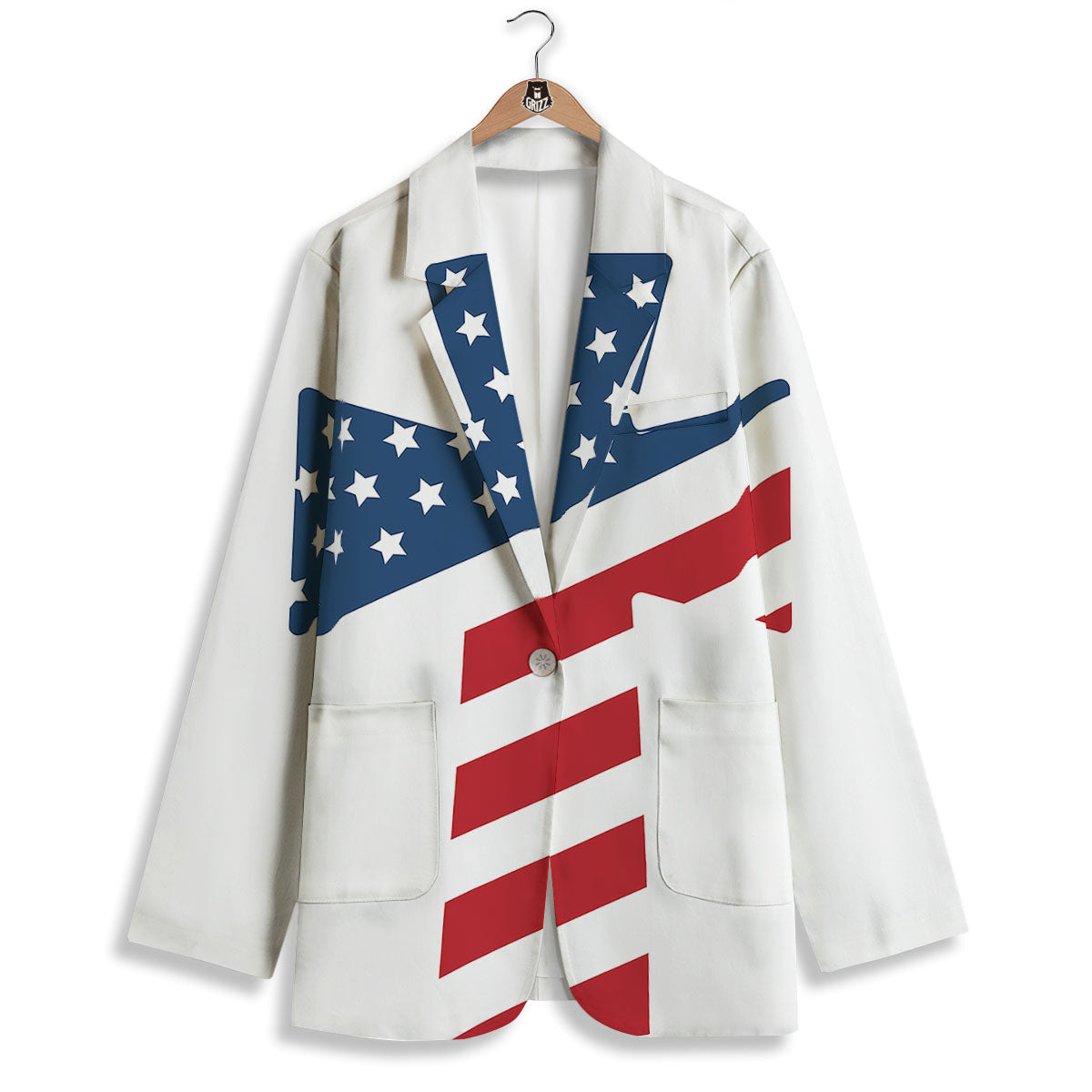 American Flag Christian Cross Print Women's Blazer-grizzshop