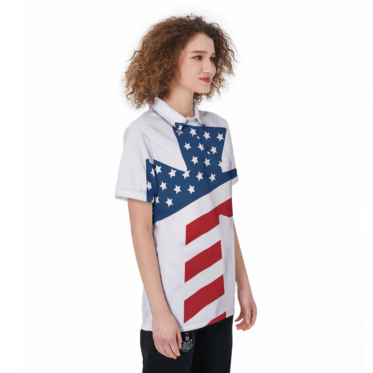 American Flag Christian Cross Print Women's Golf Shirts-grizzshop
