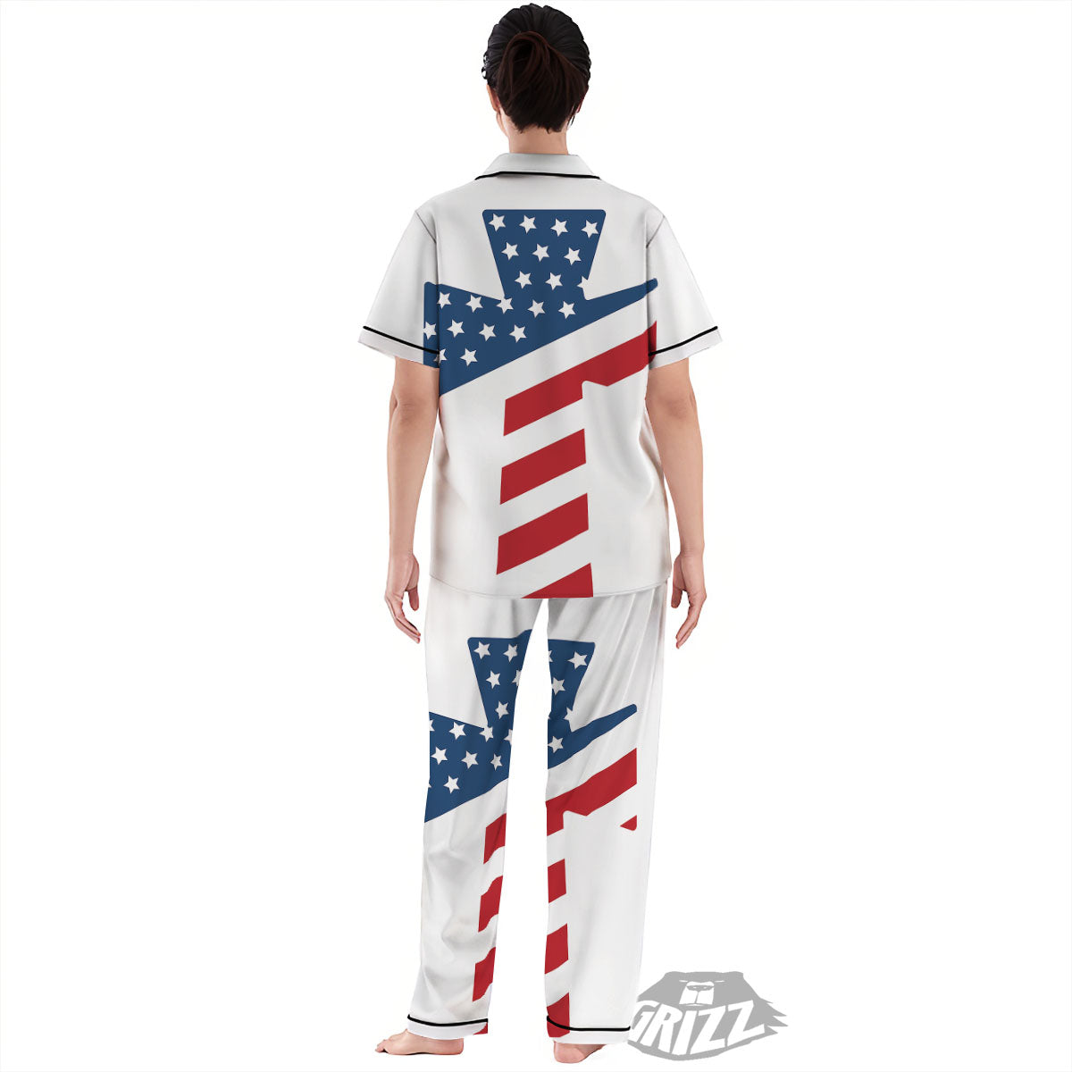 American Flag Christian Cross Print Women's Pajamas Set-grizzshop
