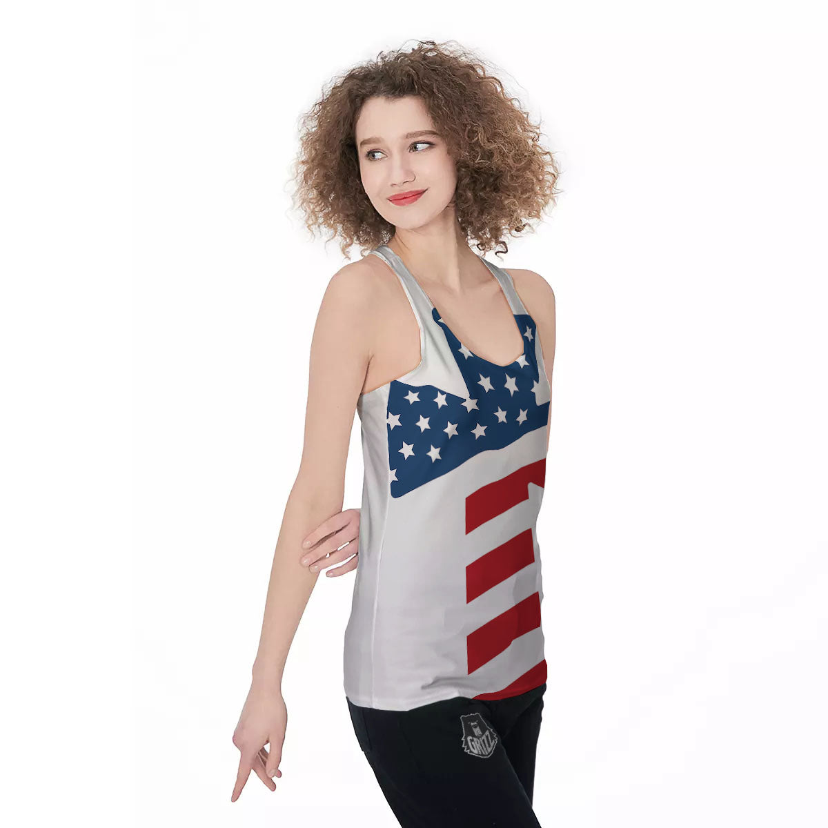 American Flag Christian Cross Print Women's Racerback Tank Top-grizzshop