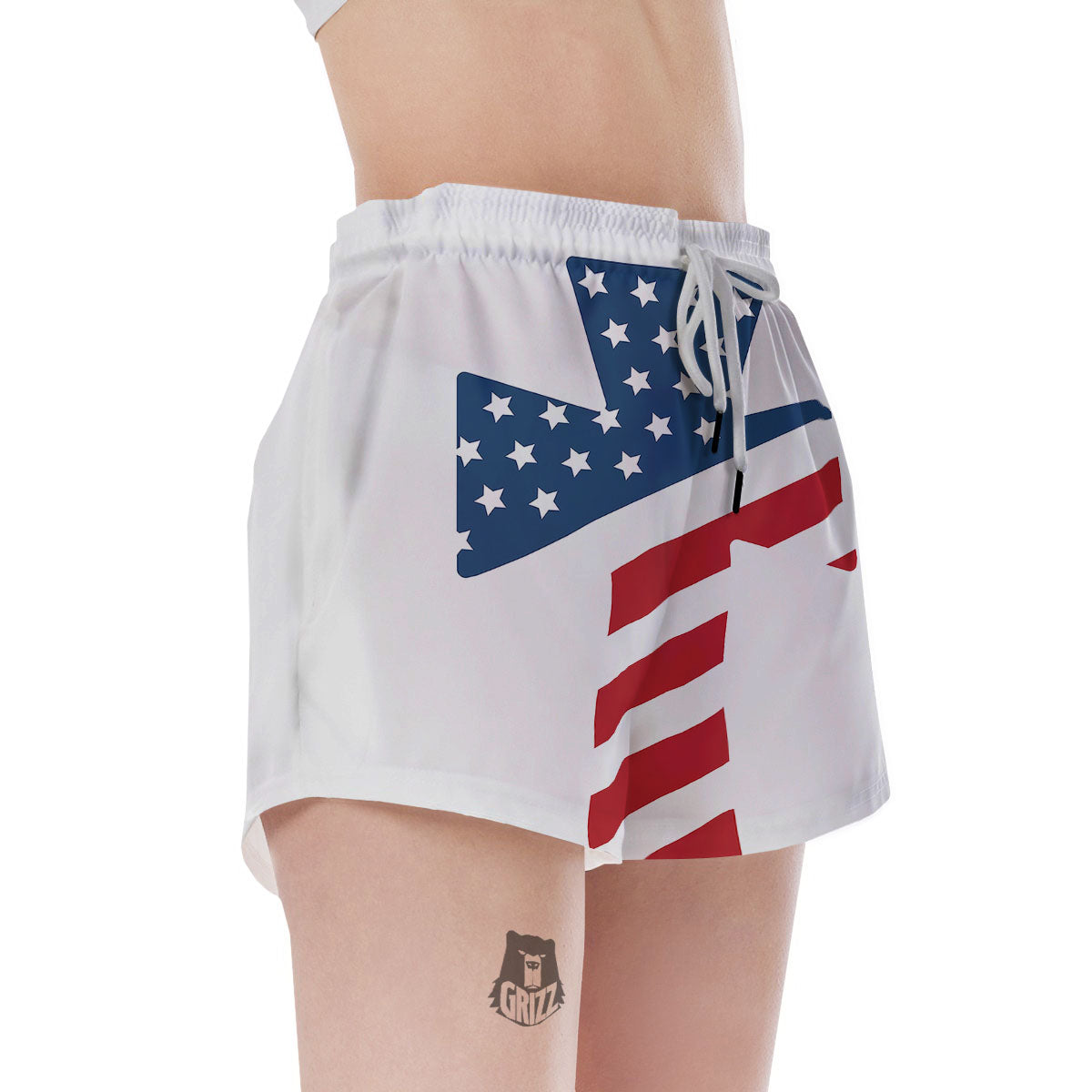 American Flag Christian Cross Print Women's Shorts-grizzshop