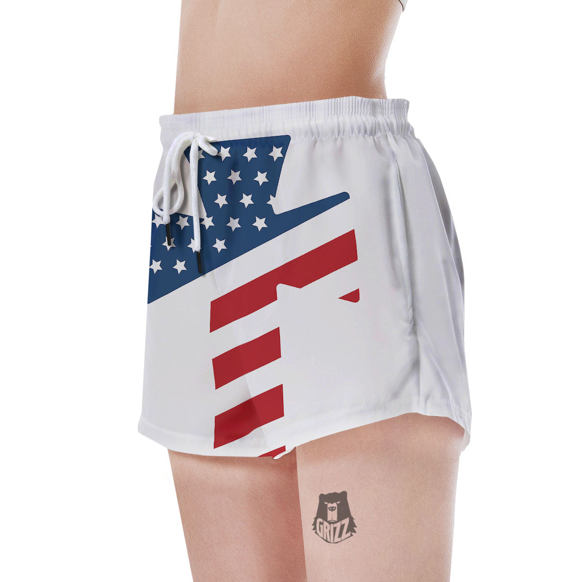 American Flag Christian Cross Print Women's Shorts-grizzshop