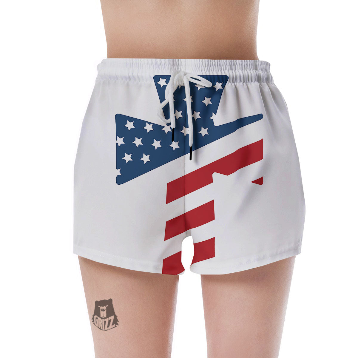 American Flag Christian Cross Print Women's Shorts-grizzshop