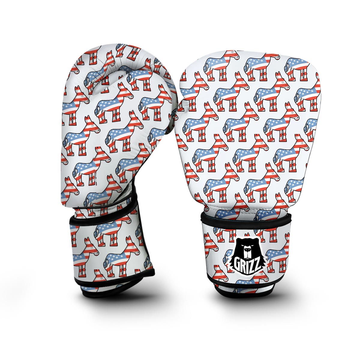 American Flag Donkey Pattern Print Boxing Gloves-grizzshop