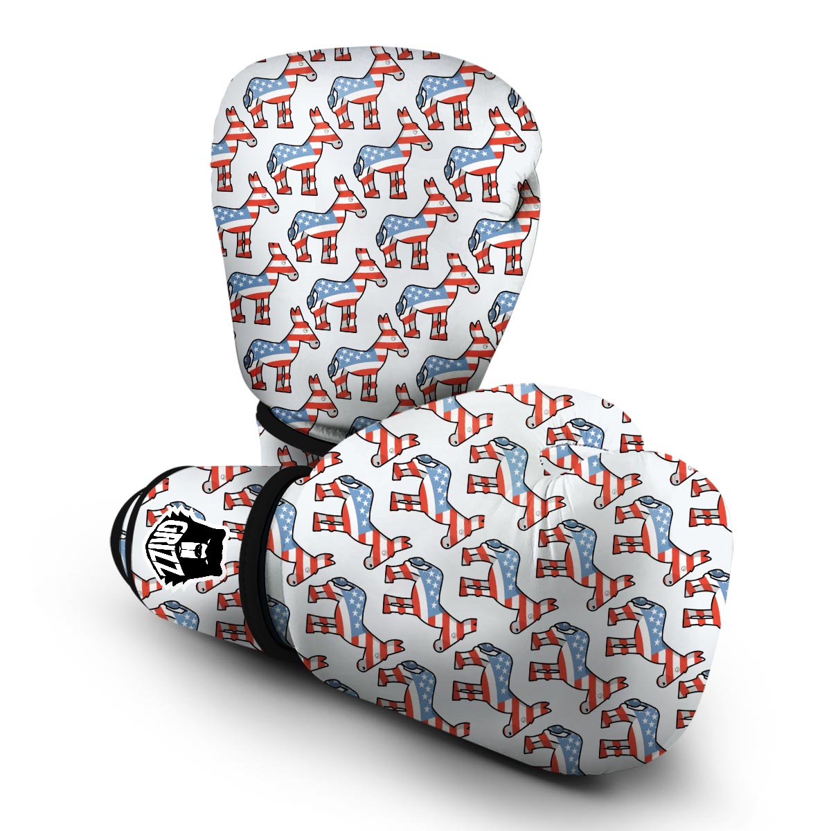 American Flag Donkey Pattern Print Boxing Gloves-grizzshop