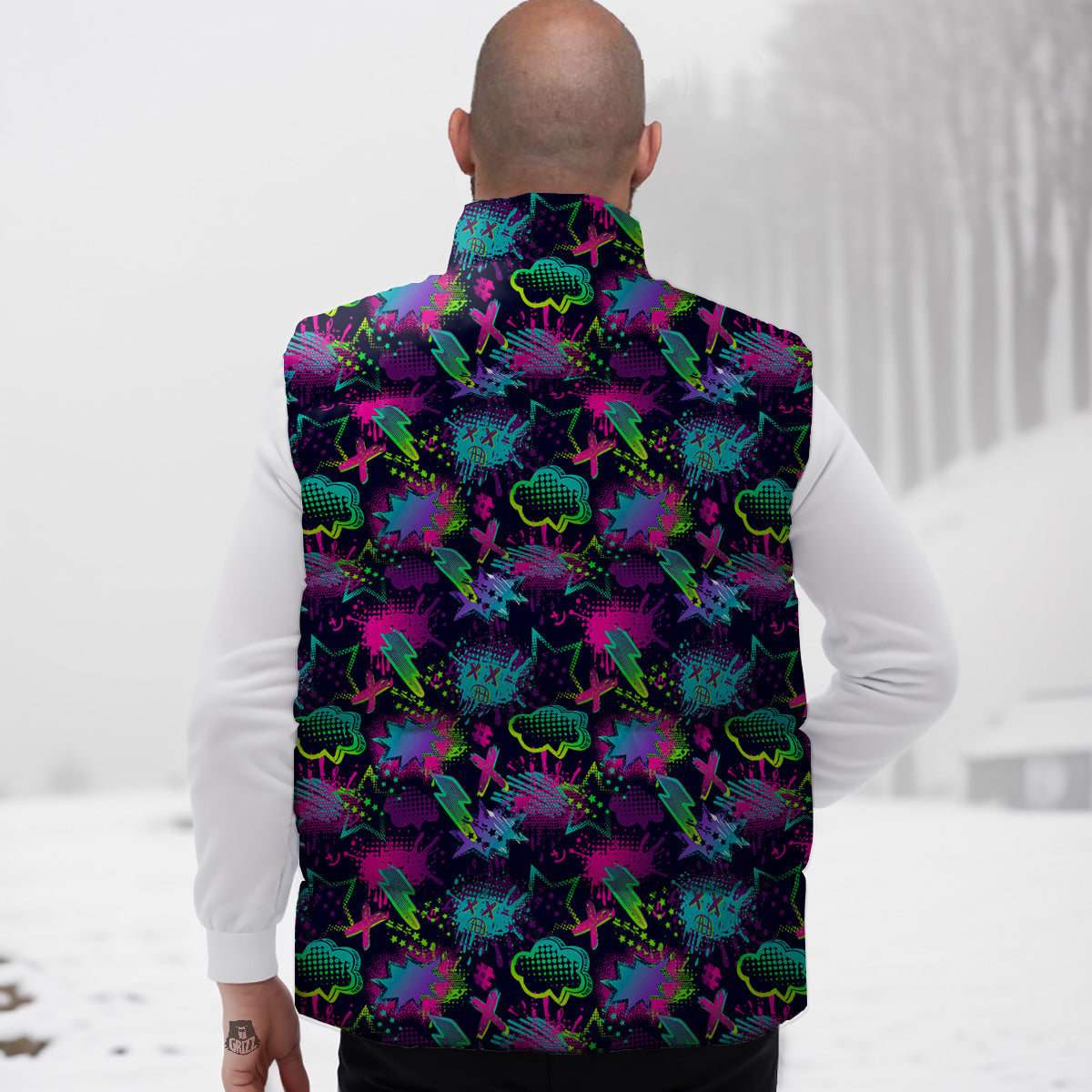 American Flag Donkey Pattern Print Down Vest