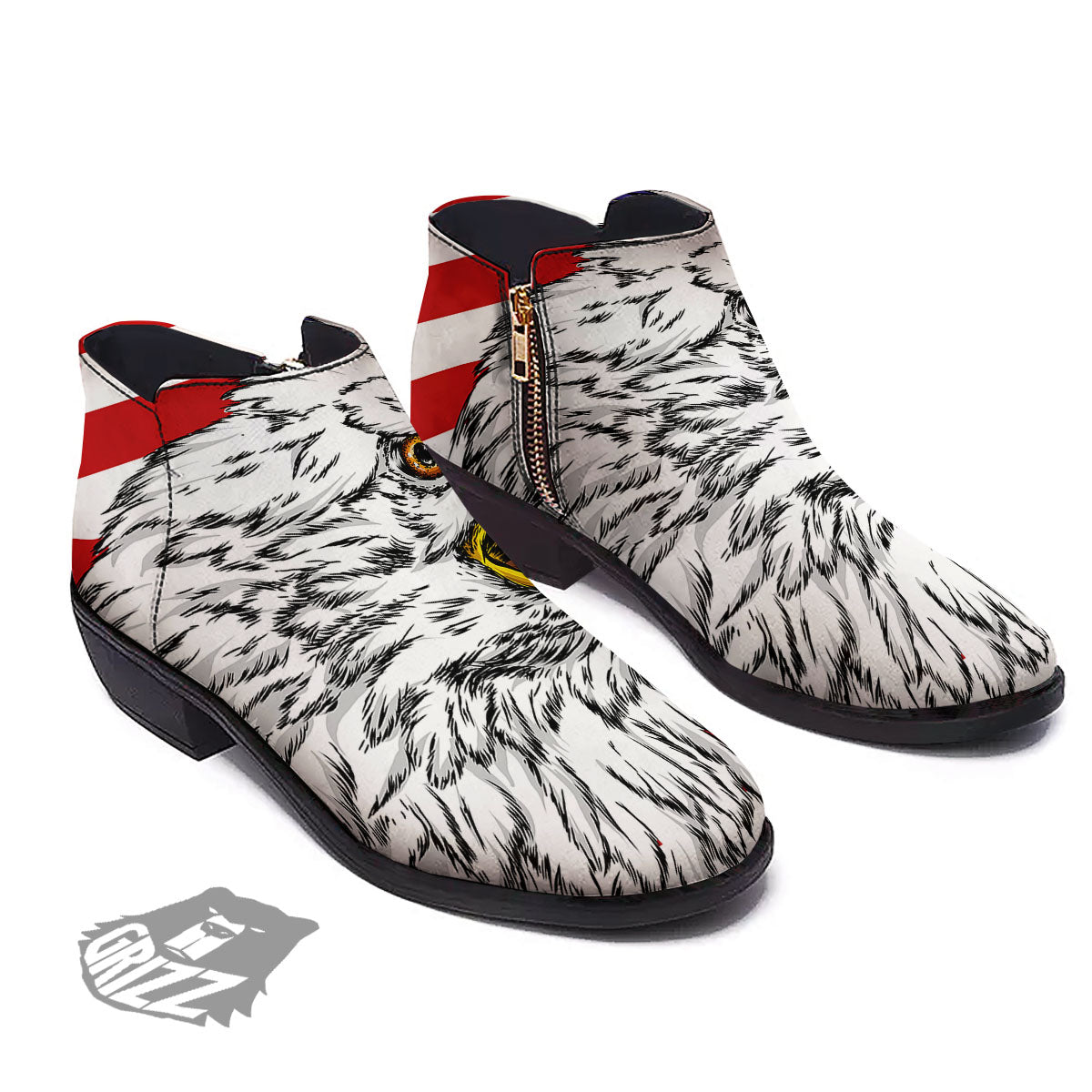 American Flag Eagle Print Ankle Boots-grizzshop