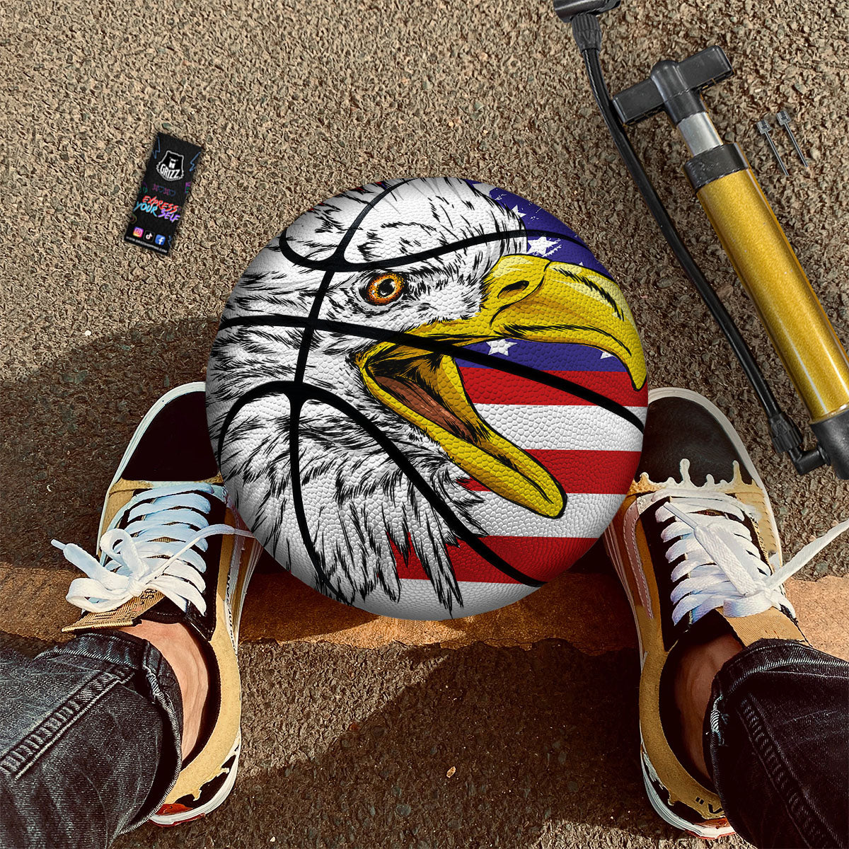 American Flag Eagle Print Basketball-grizzshop