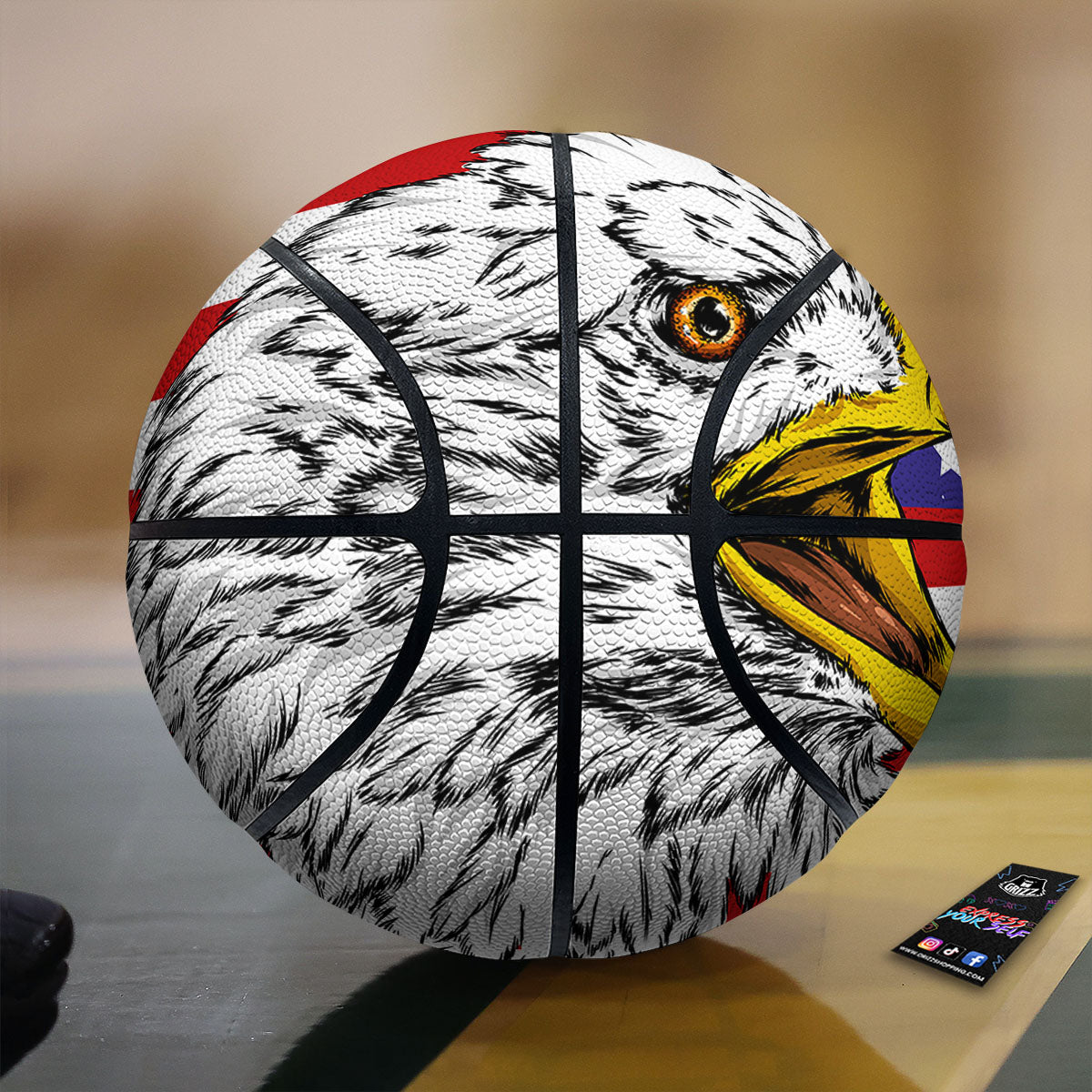 American Flag Eagle Print Basketball-grizzshop