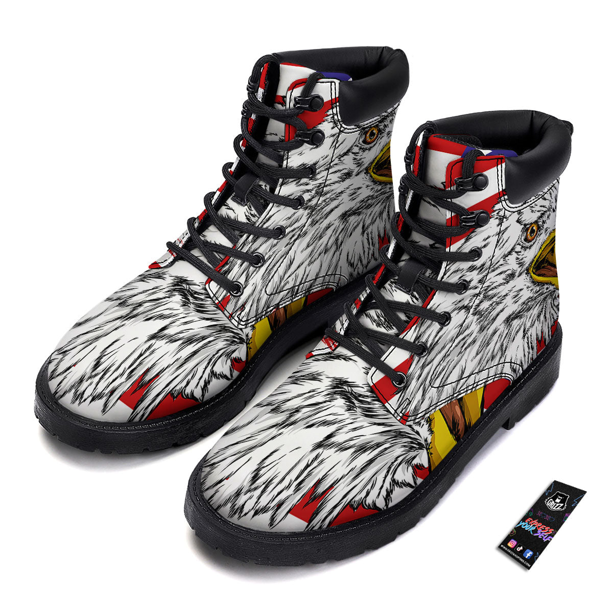 American Flag Eagle Print Boots-grizzshop
