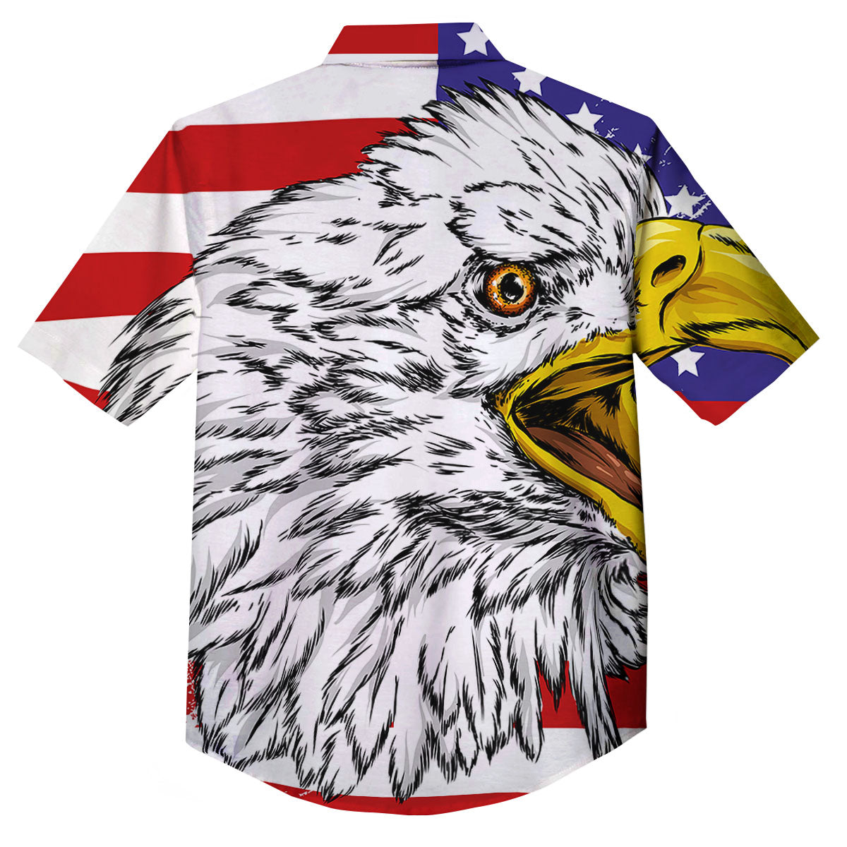 American Flag Eagle Print Button Up Shirt-grizzshop
