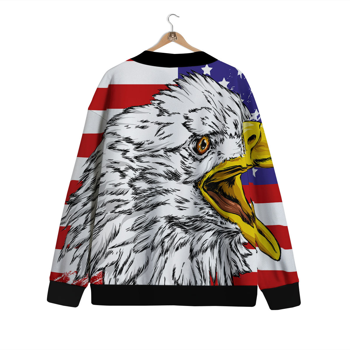 American Flag Eagle Print Cardigan-grizzshop