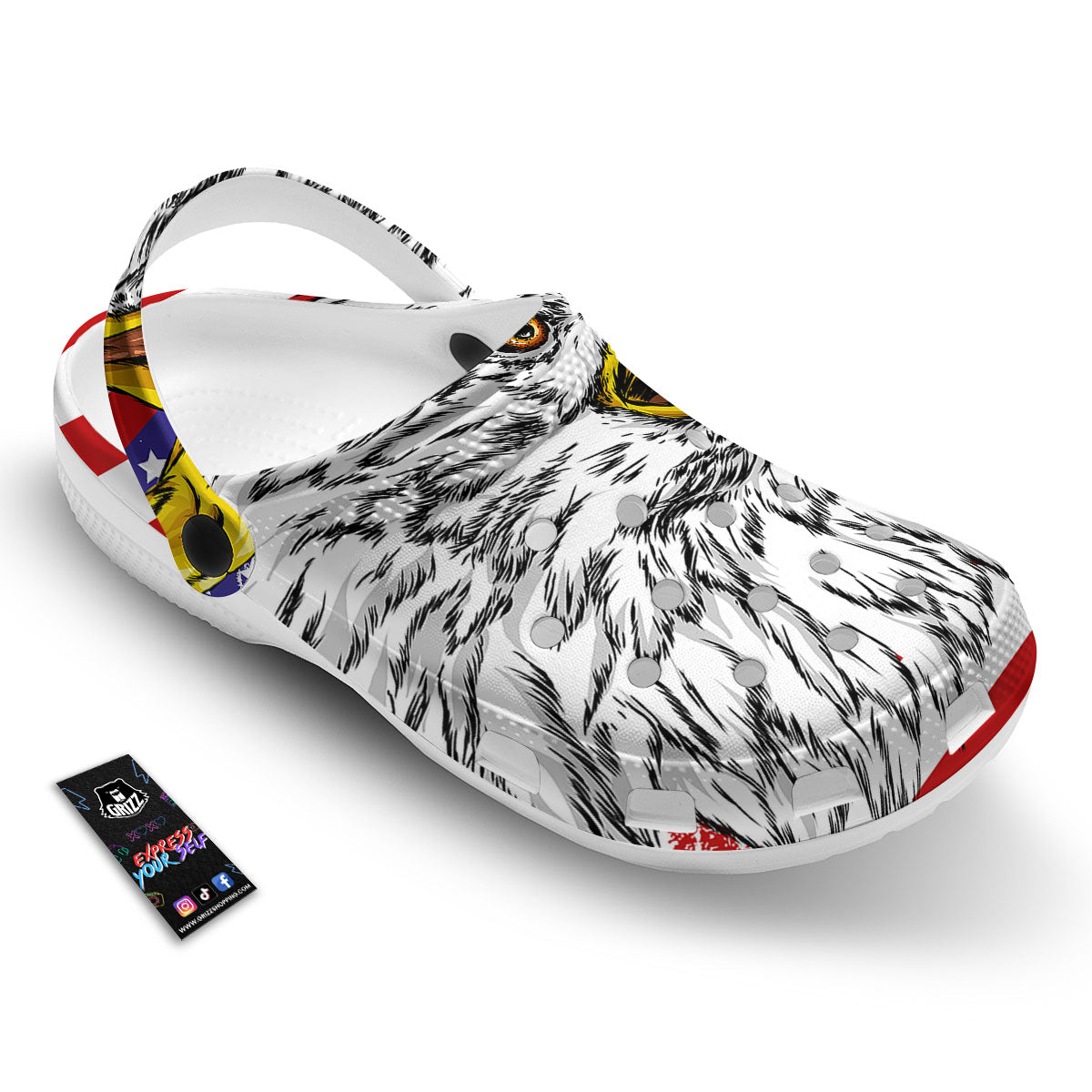 American Flag Eagle Print Clog-grizzshop