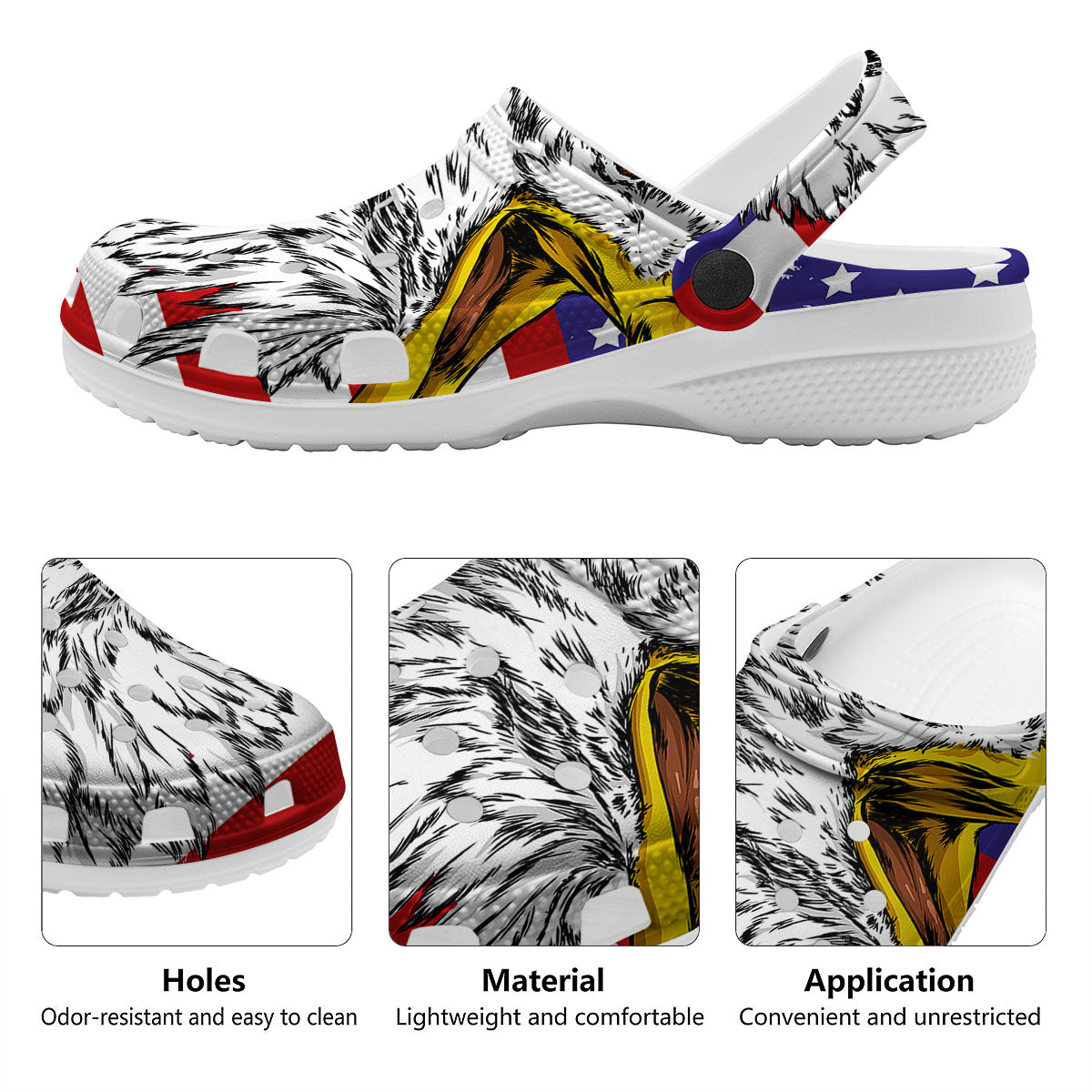 American Flag Eagle Print Clog-grizzshop