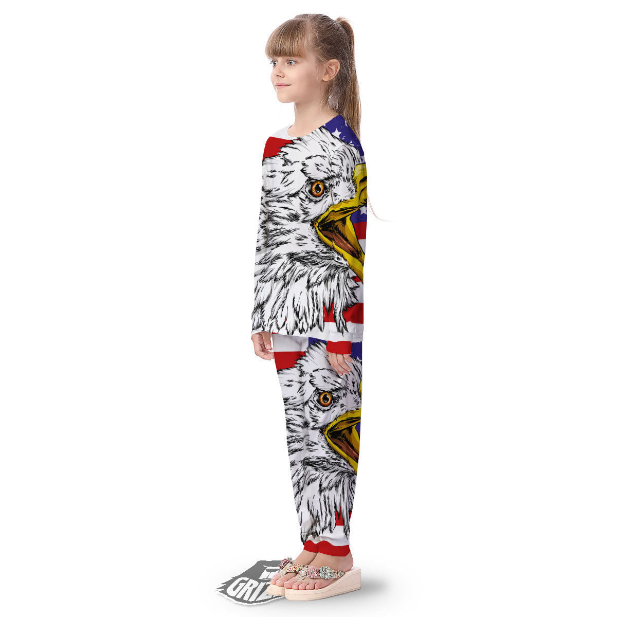 American Flag Eagle Print Kid's Pajamas-grizzshop