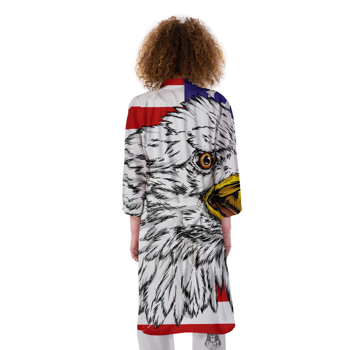 American Flag Eagle Print Kimono-grizzshop