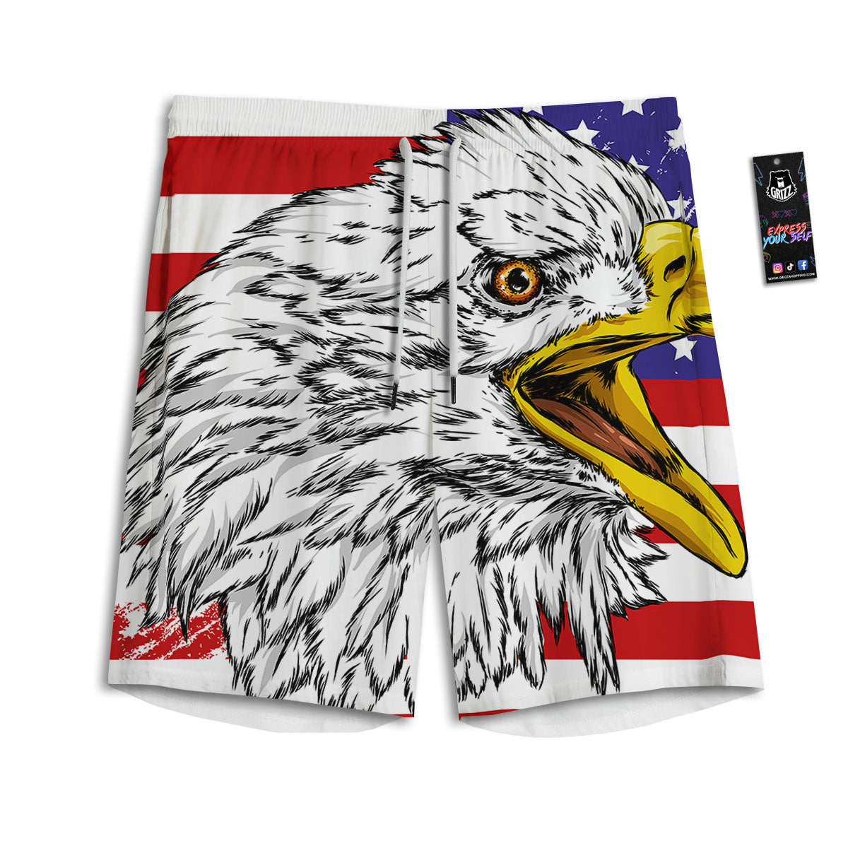 American Flag Knitted Print Men's Athletic Shorts