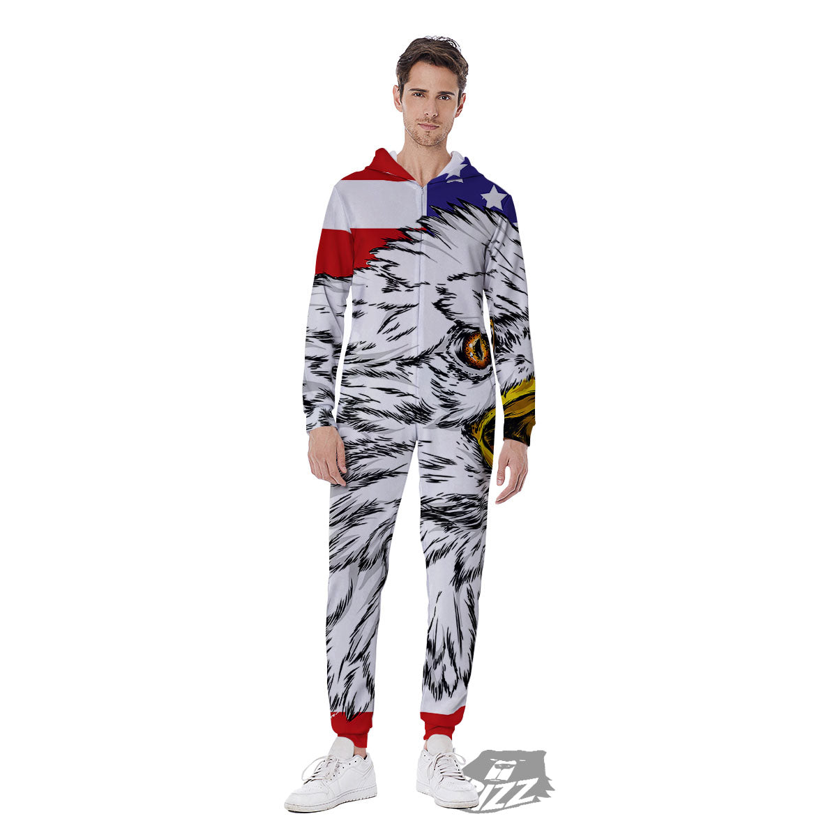 American Flag Eagle Print Men's Jumpsuit-grizzshop