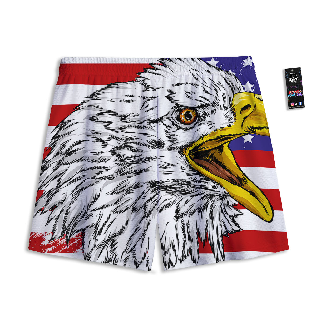 American Flag Eagle Print Mesh Shorts