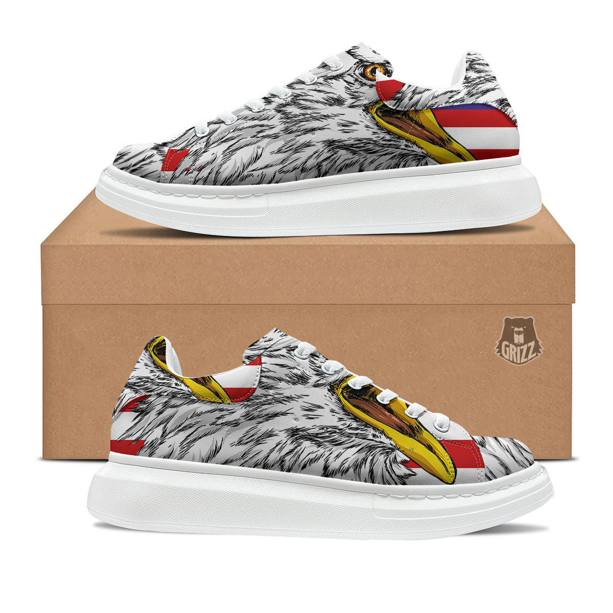 American Flag Eagle Print Platform Shoes-grizzshop
