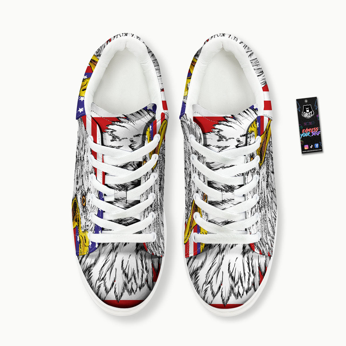 American Flag Eagle Print Platform Shoes-grizzshop