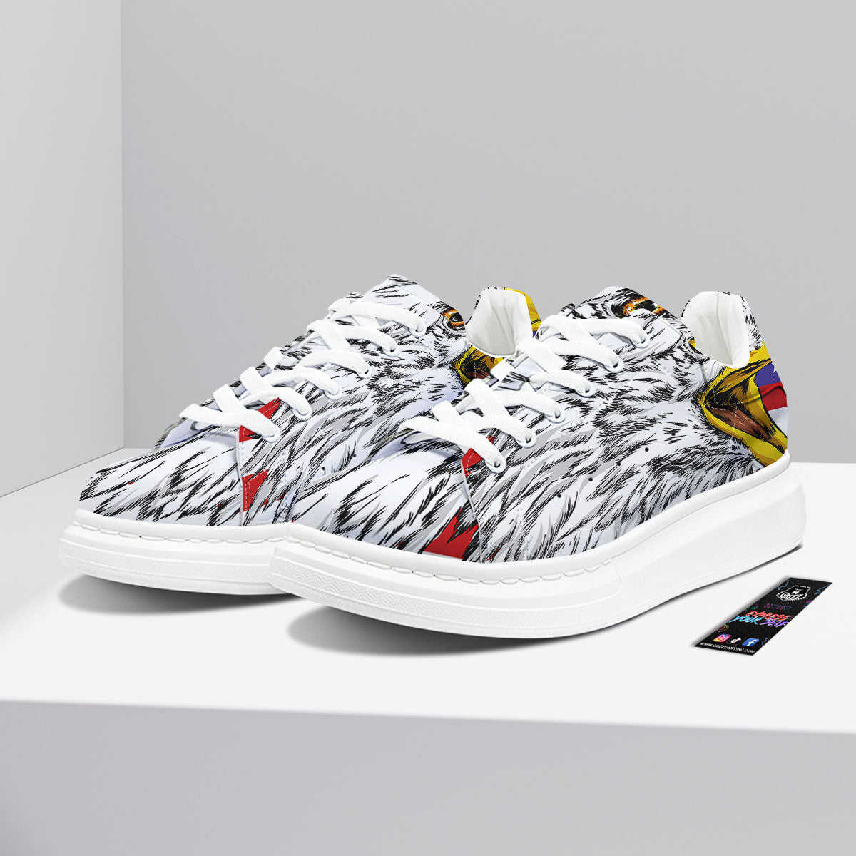American Flag Eagle Print Platform Shoes-grizzshop