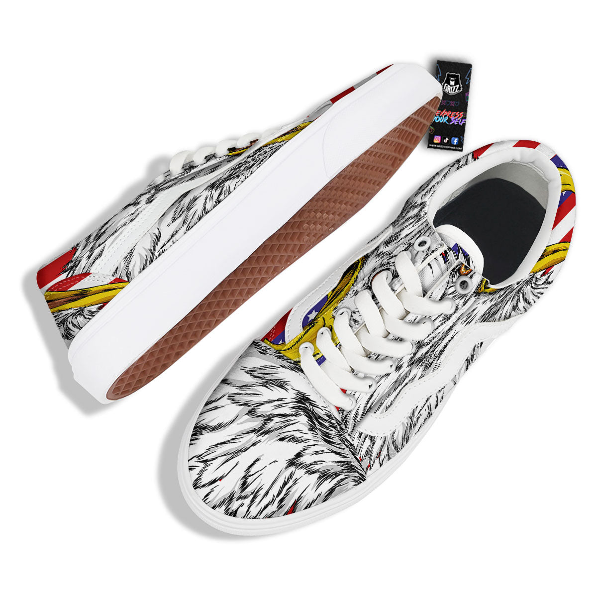 American Flag Eagle Print Skate Shoes-grizzshop