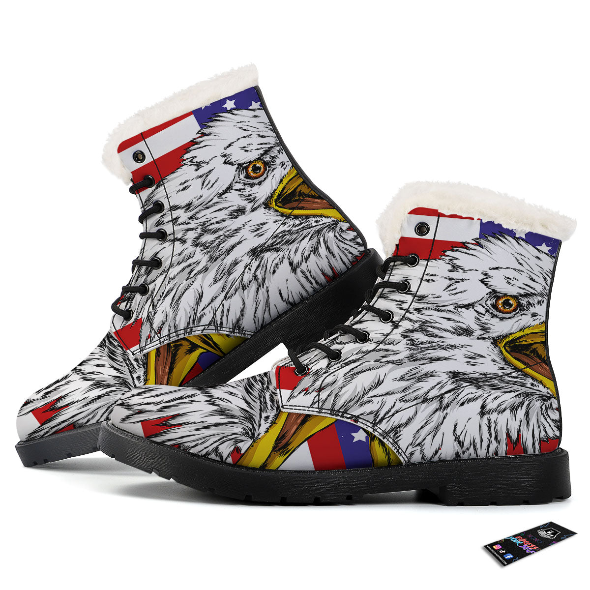 American Flag Eagle Print Winter Boots-grizzshop