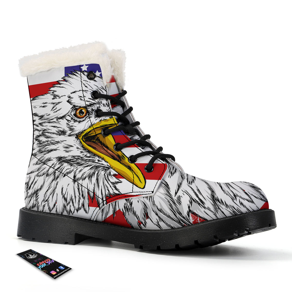 American Flag Eagle Print Winter Boots-grizzshop