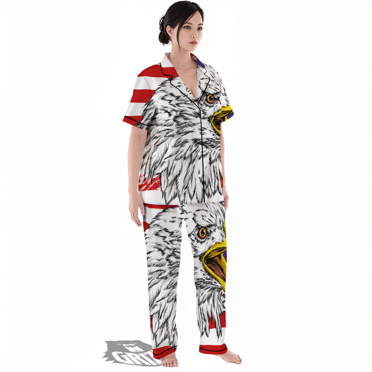 American Flag Eagle Print Women's Pajamas Set-grizzshop