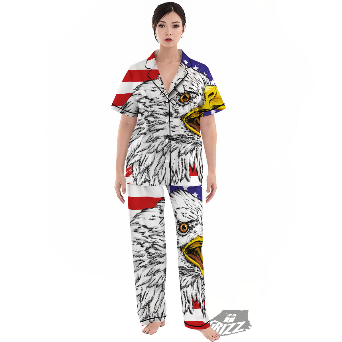 American Flag Eagle Print Women's Pajamas Set-grizzshop
