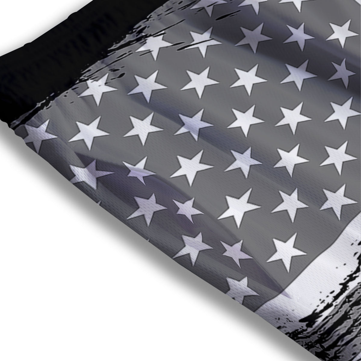 American Flag Grey Grunge Print Mesh Shorts