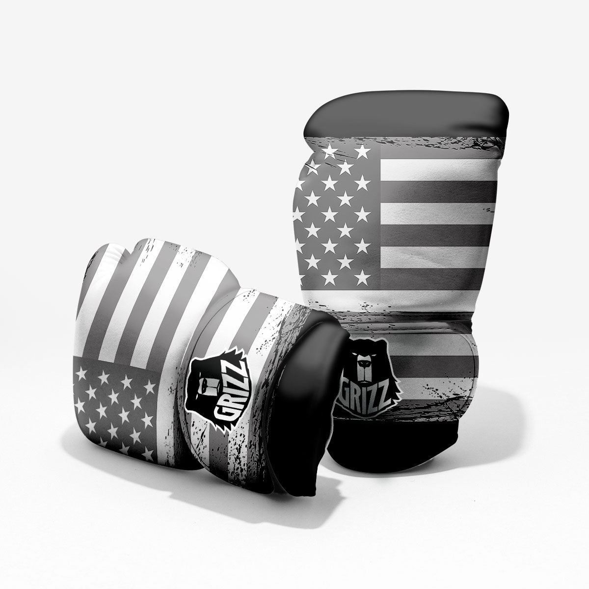 American Flag Grey Grunge Print Pro Boxing Glove