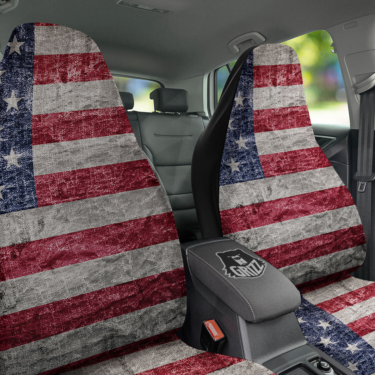 American Flag Grunge Print Car Seat Covers-grizzshop