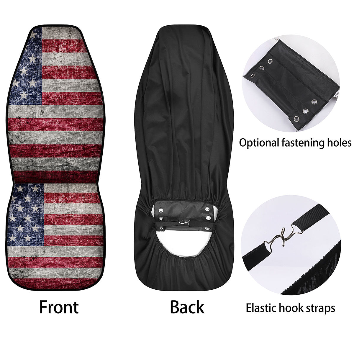 American Flag Grunge Print Car Seat Covers-grizzshop