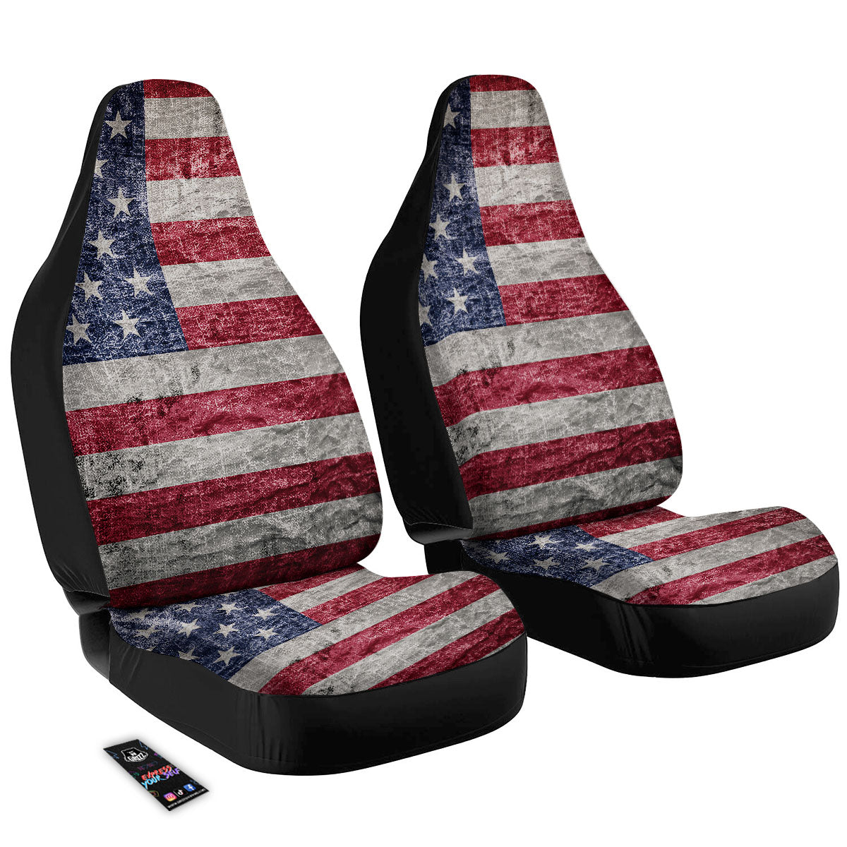 American Flag Grunge Print Car Seat Covers-grizzshop