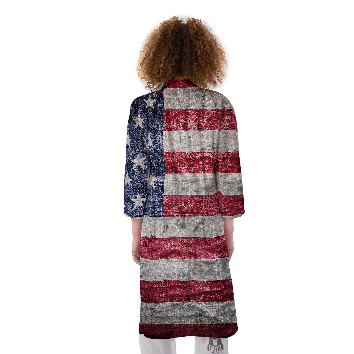 American Flag Grunge Print Kimono-grizzshop