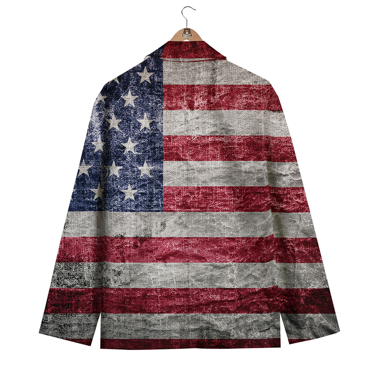 American Flag Grunge Print Men's Blazer-grizzshop