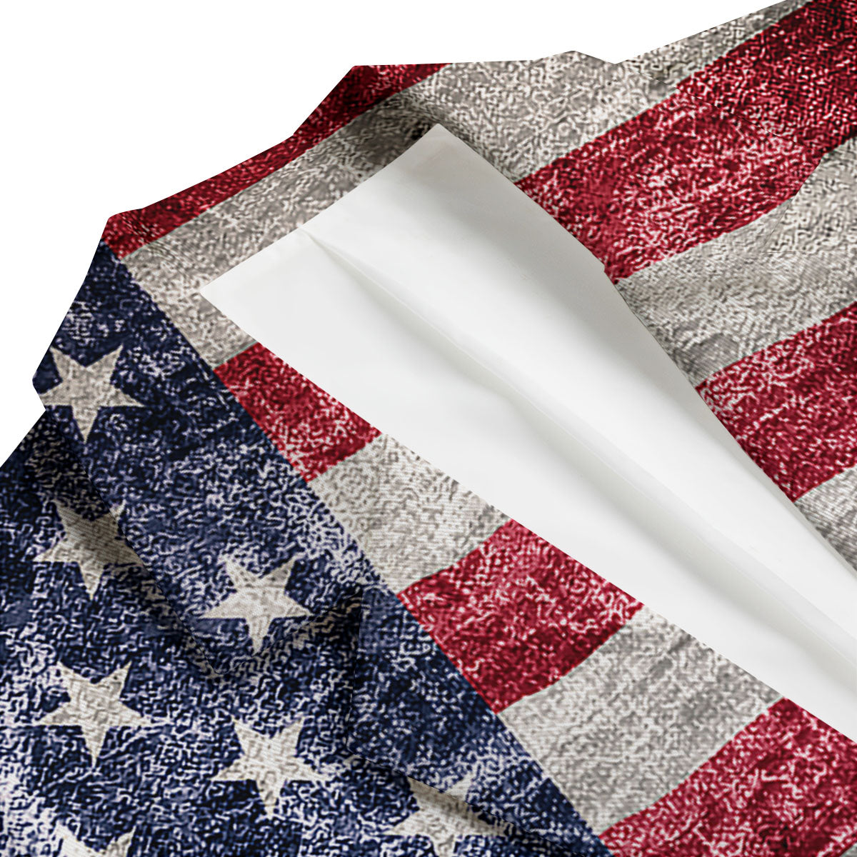 American Flag Grunge Print Men's Blazer-grizzshop
