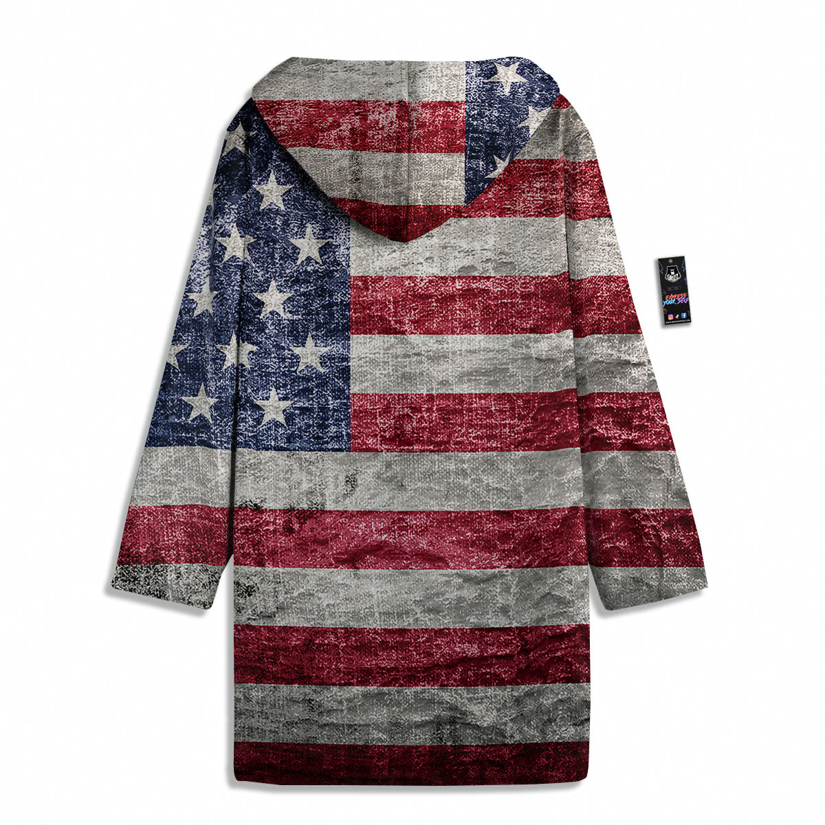 American Flag Grunge Print Men's Windbreaker Jacket-grizzshop