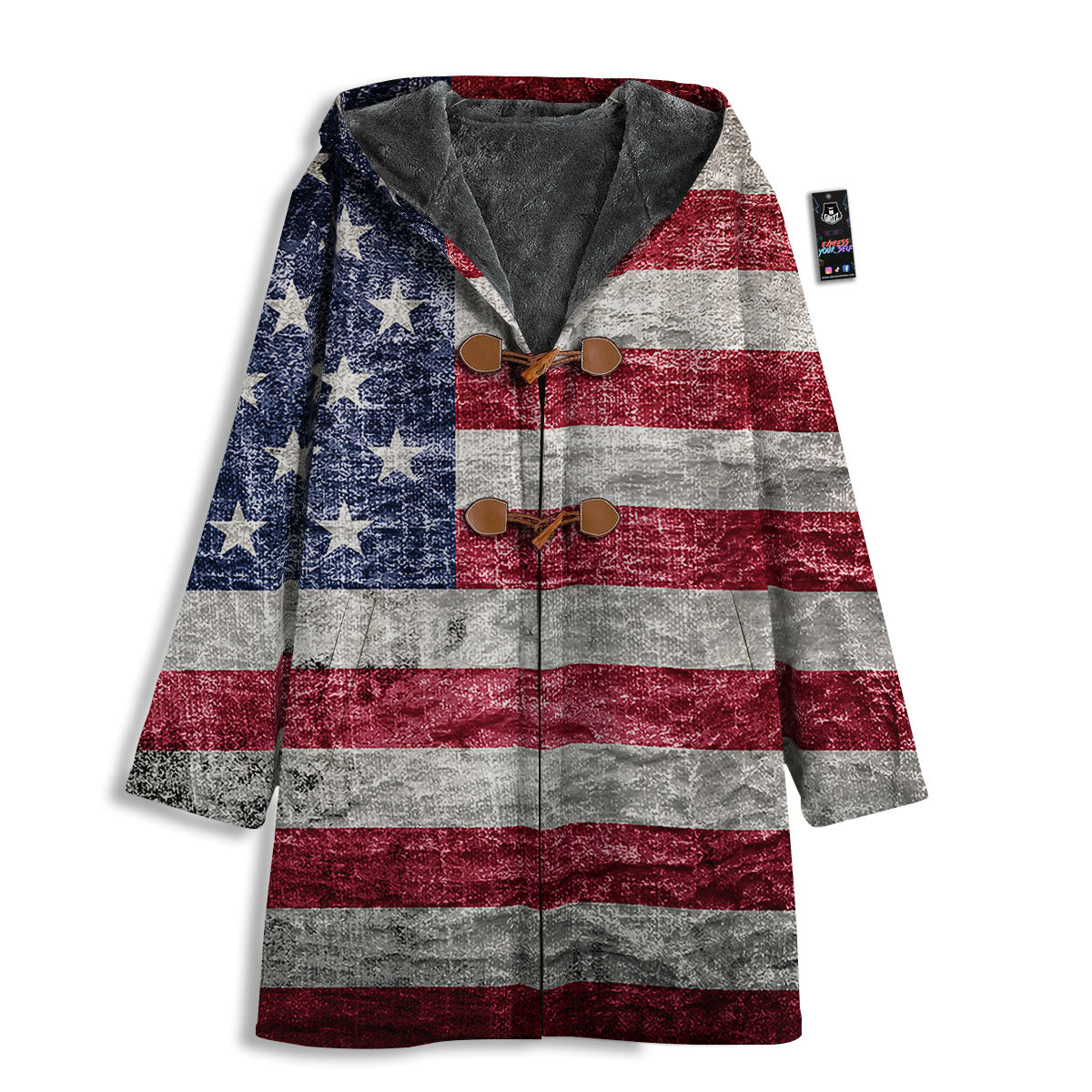 American Flag Grunge Print Men's Windbreaker Jacket-grizzshop